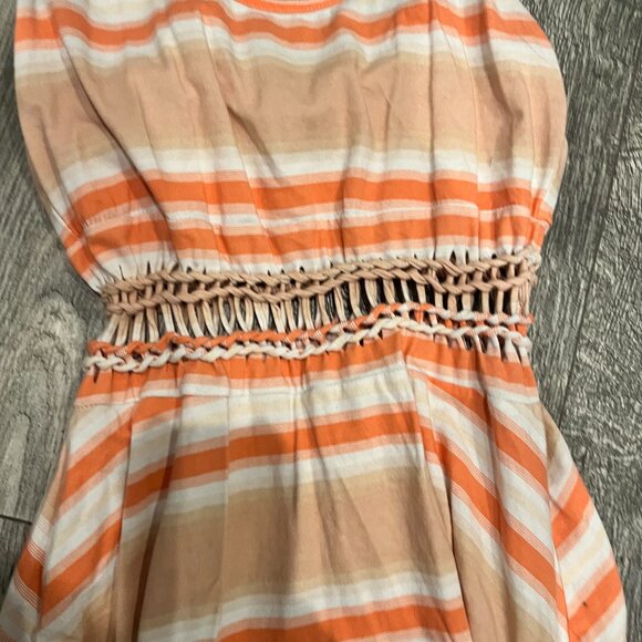 Orange Sun Dress - Shorter In Front Medium Womens Summer Dress - Picture 2 of 4